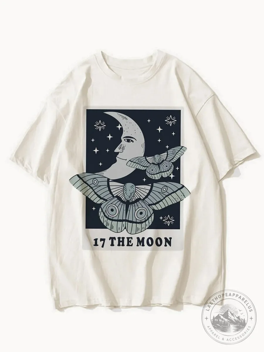 The Moon Tarot Card Celestial Moth White Graphic T-Shirt