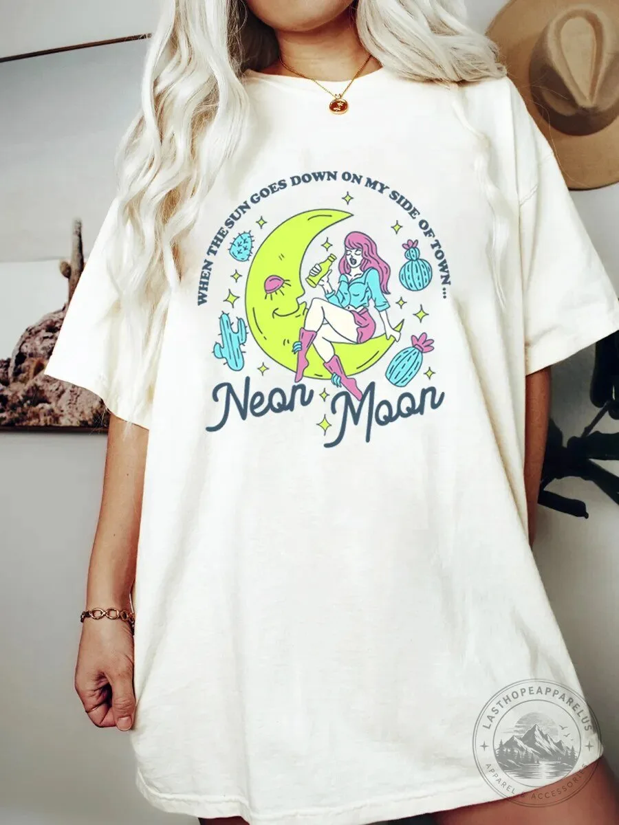 Neon Moon When The Sun Goes Down On My Side Of Town T-Shirt