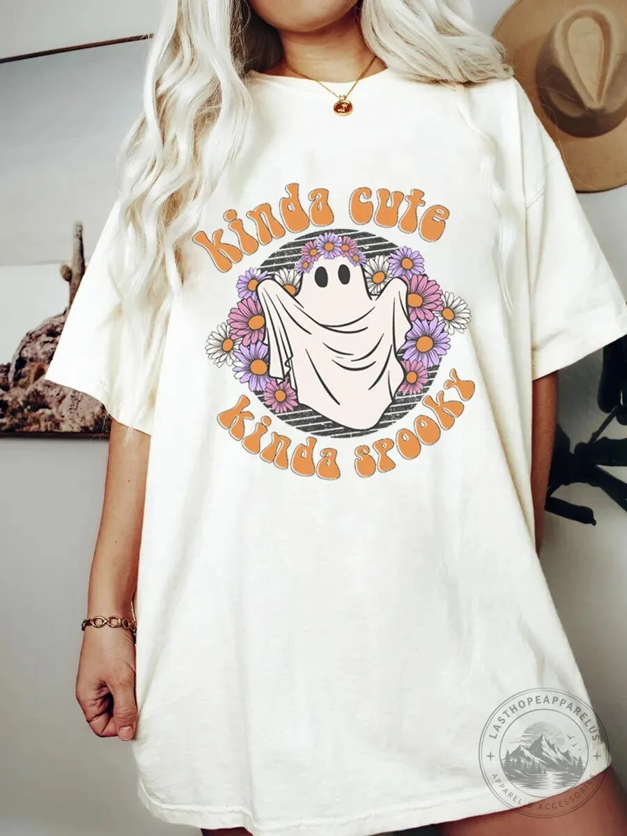 Kinda Cute Kinda Spooky Ghost Halloween T-Shirt