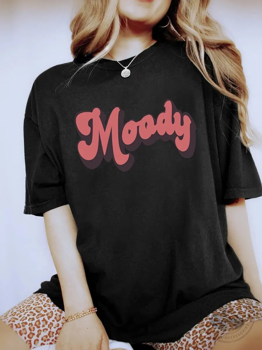 Moody Retro Style Typography Graphic Design Black T-Shirt
