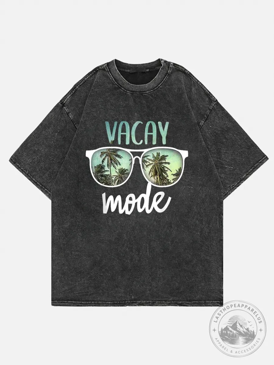 Vacay Mode Palm Tree Sunglasses Washed Graphic T-Shirt