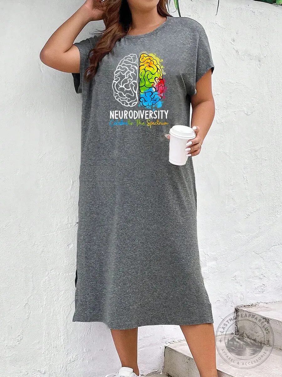 Neurodiversity Celebrate The Spectrum Brain Autism Awareness T-Shirt Dress