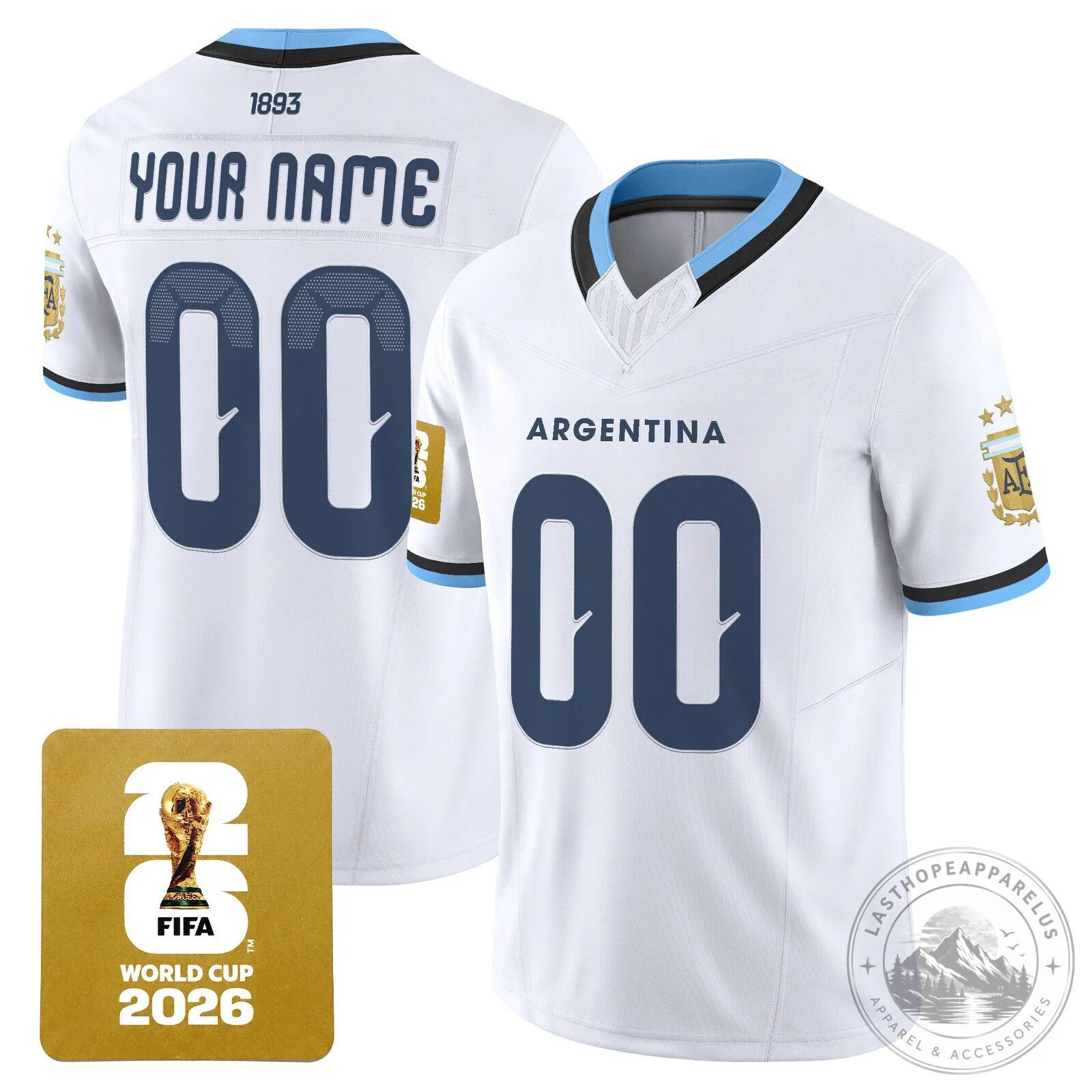 Argentina 2026 World Cup Custom Football Jersey with Your Name and Number