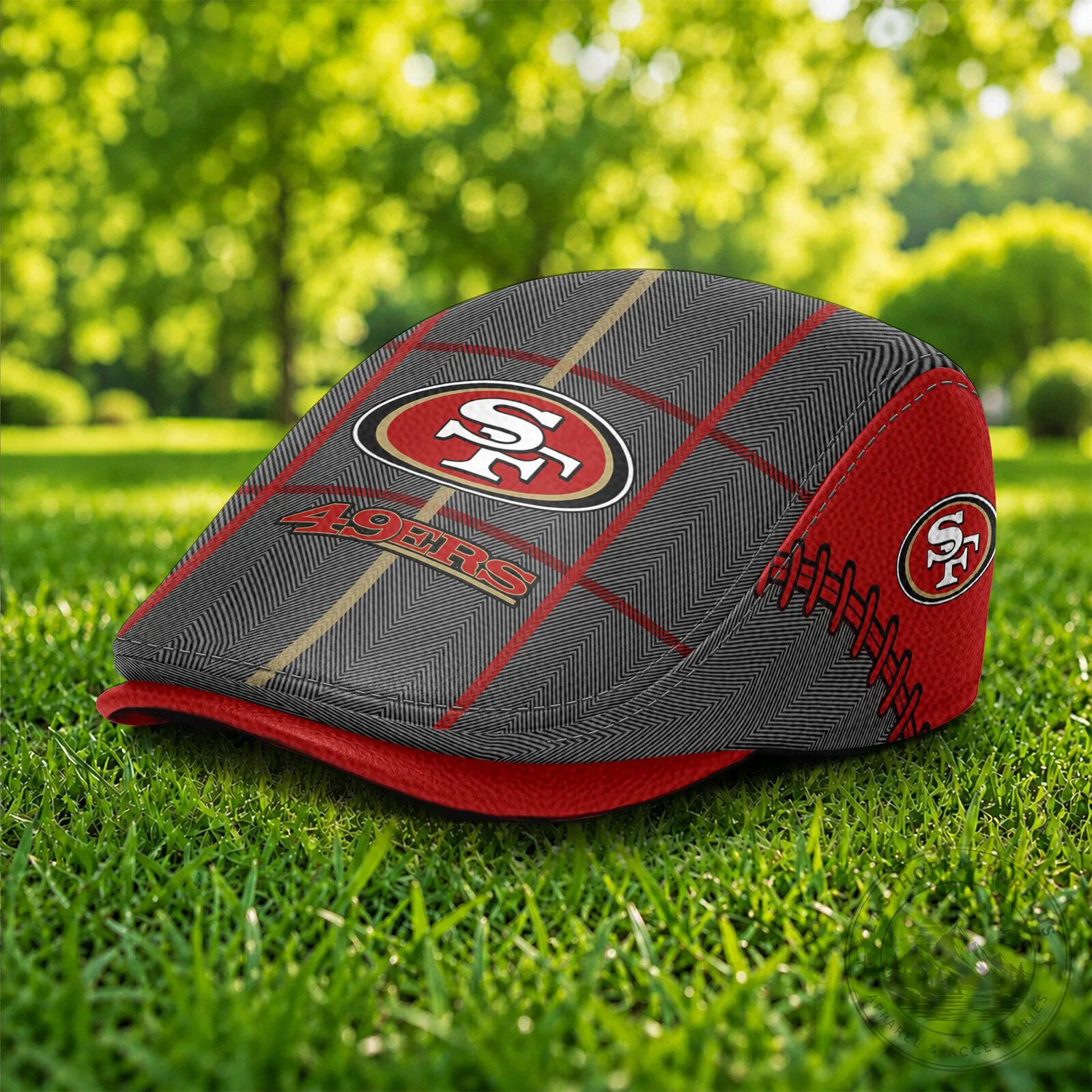 San Francisco 49ers NFL Tartan Plaid Beret Flat Cap Hat
